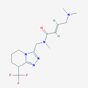 molecular formula C15H22F3N5O B2819962 (E)-4-(Dimethylamino)-N-methyl-N-[[8-(trifluoromethyl)-5,6,7,8-tetrahydro-[1,2,4]triazolo[4,3-a]pyridin-3-yl]methyl]but-2-enamide CAS No. 2411322-33-1