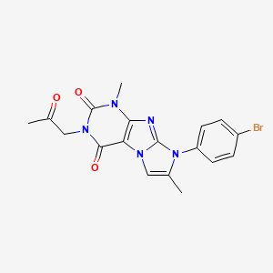 molecular formula C18H16BrN5O3 B2819972 8-(4-bromophenyl)-1,7-dimethyl-3-(2-oxopropyl)-1H-imidazo[2,1-f]purine-2,4(3H,8H)-dione CAS No. 887868-90-8
