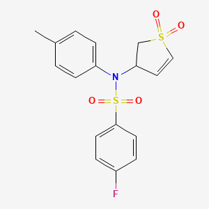 molecular formula C17H16FNO4S2 B2819983 N-(1,1-dioxido-2,3-dihydrothiophen-3-yl)-4-fluoro-N-(p-tolyl)benzenesulfonamide CAS No. 380189-24-2