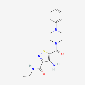 molecular formula C17H21N5O2S B2819989 4-amino-N-ethyl-5-(4-phenylpiperazine-1-carbonyl)isothiazole-3-carboxamide CAS No. 1286732-50-0