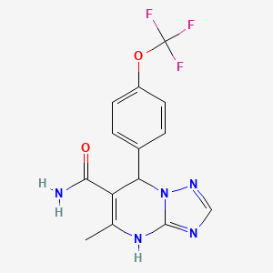 molecular formula C14H12F3N5O2 B2819991 5-Methyl-7-[4-(trifluoromethoxy)phenyl]-4,7-dihydro[1,2,4]triazolo[1,5-a]pyrimidine-6-carboxamide CAS No. 697230-55-0