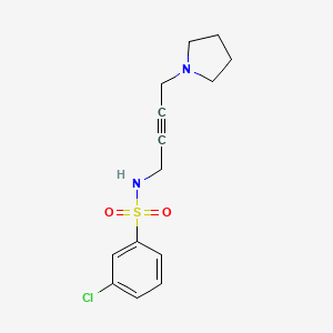 molecular formula C14H17ClN2O2S B2820000 3-氯-N-(4-(吡咯啉-1-基)丁-2-炔-1-基)苯磺酰胺 CAS No. 1421584-90-8