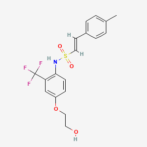 molecular formula C18H18F3NO4S B2820003 (E)-N-[4-(2-hydroxyethoxy)-2-(trifluoromethyl)phenyl]-2-(4-methylphenyl)ethenesulfonamide CAS No. 1223866-06-5