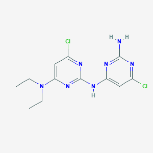 molecular formula C12H15Cl2N7 B2820014 {2-[(2-Amino-6-chloropyrimidin-4-yl)amino]-6-chloropyrimidin-4-yl}diethylamine CAS No. 881939-91-9