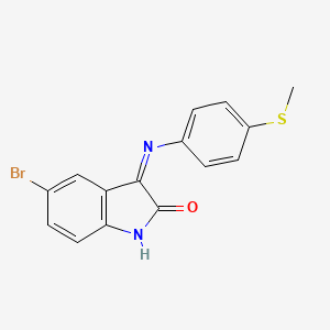 molecular formula C15H11BrN2OS B2820018 5-溴-3-{[4-(甲硫基)苯基]亚胍基}-1H-吲哚-2-酮 CAS No. 1092344-76-7