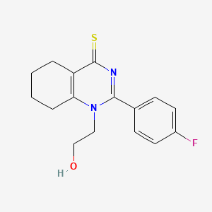 molecular formula C16H17FN2OS B2820025 2-(4-Fluorophenyl)-1-(2-hydroxyethyl)-5,6,7,8-tetrahydroquinazoline-4-thione CAS No. 330189-43-0