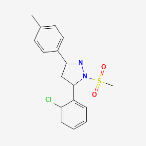 molecular formula C17H17ClN2O2S B2820045 5-(2-chlorophenyl)-1-(methylsulfonyl)-3-(p-tolyl)-4,5-dihydro-1H-pyrazole CAS No. 442650-10-4