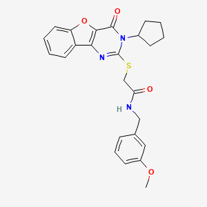 2-[(3-cyclopentyl-4-oxo-3,4-dihydro[1]benzofuro[3,2-d]pyrimidin-2-yl)sulfanyl]-N-(3-methoxybenzyl)acetamide