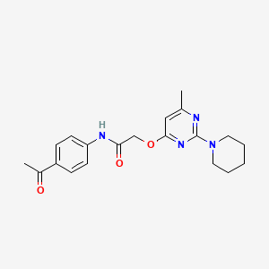 molecular formula C20H24N4O3 B2820055 N-cyclopentyl-1-{4-[(phenylsulfonyl)amino]benzoyl}piperidine-3-carboxamide CAS No. 1029748-23-9