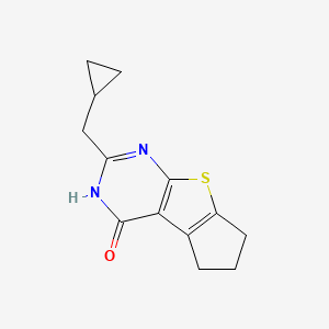 molecular formula C13H14N2OS B2820057 10-(Cyclopropylmethyl)-7-thia-9,11-diazatricyclo[6.4.0.0^{2,6}]dodeca-1(8),2(6),9-trien-12-one CAS No. 1798698-63-1