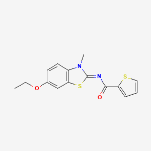 molecular formula C15H14N2O2S2 B2820061 (Z)-N-(6-乙氧-3-甲基苯并[d]噻唑-2(3H)-基亚甲基)噻吩-2-甲酰胺 CAS No. 477547-00-5