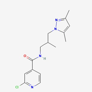 molecular formula C15H19ClN4O B2820073 2-chloro-N-[3-(3,5-dimethyl-1H-pyrazol-1-yl)-2-methylpropyl]pyridine-4-carboxamide CAS No. 1241295-93-1