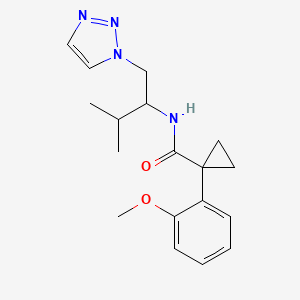molecular formula C18H24N4O2 B2820088 1-(2-methoxyphenyl)-N-(3-methyl-1-(1H-1,2,3-triazol-1-yl)butan-2-yl)cyclopropanecarboxamide CAS No. 2034562-01-9