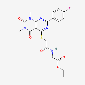 Ethyl 2-(2-((2-(4-fluorophenyl)-6,8-dimethyl-5,7-dioxo-5,6,7,8-tetrahydropyrimido[4,5-d]pyrimidin-4-yl)thio)acetamido)acetate