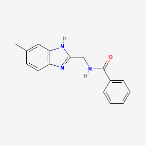 molecular formula C16H15N3O B2820095 N-[(5-methyl-1H-1,3-benzimidazol-2-yl)methyl]benzenecarboxamide CAS No. 338771-79-2