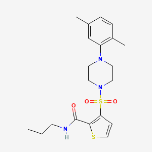 molecular formula C20H27N3O3S2 B2820103 3-{[4-(2,5-dimethylphenyl)piperazin-1-yl]sulfonyl}-N-propylthiophene-2-carboxamide CAS No. 1207042-41-8