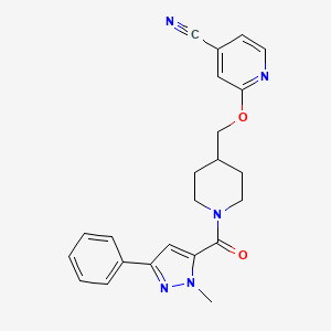 2-[[1-(2-Methyl-5-phenylpyrazole-3-carbonyl)piperidin-4-yl]methoxy]pyridine-4-carbonitrile