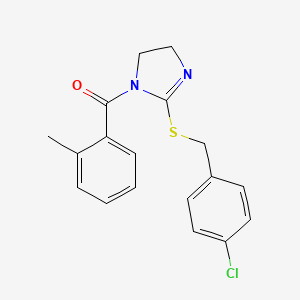 (2-((4-chlorobenzyl)thio)-4,5-dihydro-1H-imidazol-1-yl)(o-tolyl)methanone