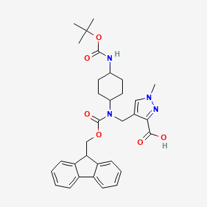 4-[[9H-Fluoren-9-ylmethoxycarbonyl-[4-[(2-methylpropan-2-yl)oxycarbonylamino]cyclohexyl]amino]methyl]-1-methylpyrazole-3-carboxylic acid