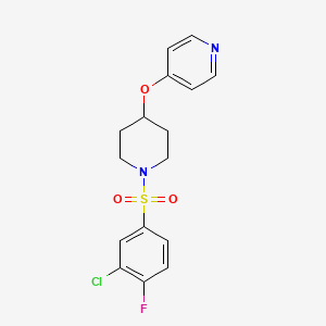 molecular formula C16H16ClFN2O3S B2820123 4-((1-((3-Chloro-4-fluorophenyl)sulfonyl)piperidin-4-yl)oxy)pyridine CAS No. 2034577-61-0