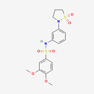 molecular formula C17H20N2O6S2 B2820135 N-(3-(1,1-dioxidoisothiazolidin-2-yl)phenyl)-3,4-dimethoxybenzenesulfonamide CAS No. 946260-35-1