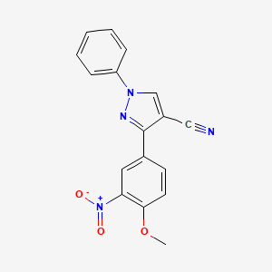 molecular formula C17H12N4O3 B2820136 3-(4-methoxy-3-nitrophenyl)-1-phenyl-1H-pyrazole-4-carbonitrile CAS No. 475626-48-3