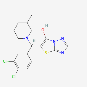 molecular formula C18H20Cl2N4OS B2820143 5-((3,4-Dichlorophenyl)(3-methylpiperidin-1-yl)methyl)-2-methylthiazolo[3,2-b][1,2,4]triazol-6-ol CAS No. 869342-86-9