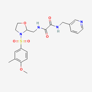 molecular formula C20H24N4O6S B2820151 N1-((3-((4-甲氧基-3-甲基苯基)磺酰基)噁唑烷-2-基)甲基)-N2-(吡啶-3-基甲基)草酰胺 CAS No. 874804-49-6