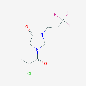 molecular formula C9H12ClF3N2O2 B2820157 1-(2-Chloropropanoyl)-3-(3,3,3-trifluoropropyl)imidazolidin-4-one CAS No. 2411266-32-3