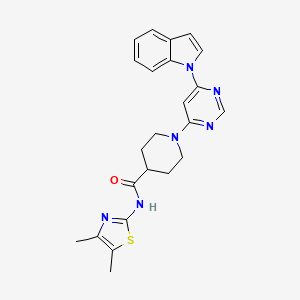 molecular formula C23H24N6OS B2820159 1-(6-(1H-indol-1-yl)pyrimidin-4-yl)-N-(4,5-dimethylthiazol-2-yl)piperidine-4-carboxamide CAS No. 1797696-39-9