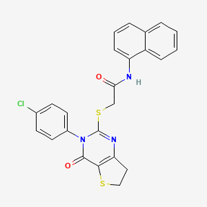 molecular formula C24H18ClN3O2S2 B2820160 2-((3-(4-chlorophenyl)-4-oxo-3,4,6,7-tetrahydrothieno[3,2-d]pyrimidin-2-yl)thio)-N-(naphthalen-1-yl)acetamide CAS No. 687564-16-5