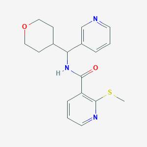 molecular formula C18H21N3O2S B2820162 2-(methylthio)-N-(pyridin-3-yl(tetrahydro-2H-pyran-4-yl)methyl)nicotinamide CAS No. 2034456-34-1