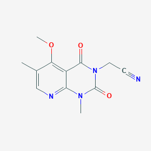 molecular formula C12H12N4O3 B2820165 2-(5-methoxy-1,6-dimethyl-2,4-dioxo-1,2-dihydropyrido[2,3-d]pyrimidin-3(4H)-yl)acetonitrile CAS No. 921475-05-0