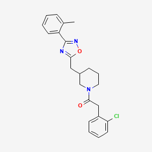 molecular formula C23H24ClN3O2 B2820166 2-(2-Chlorophenyl)-1-(3-((3-(o-tolyl)-1,2,4-oxadiazol-5-yl)methyl)piperidin-1-yl)ethanone CAS No. 1706234-92-5