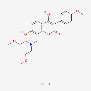 molecular formula C23H28ClNO7 B2820167 8-((双(2-甲氧基乙基)氨基)甲基)-4,7-二羟基-3-(4-甲氧基苯基)-2H-香豆素-2-基)盐酸盐 CAS No. 1219150-60-3