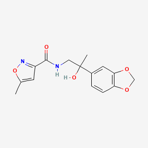 molecular formula C15H16N2O5 B2820169 N-(2-(benzo[d][1,3]dioxol-5-yl)-2-hydroxypropyl)-5-methylisoxazole-3-carboxamide CAS No. 1396884-50-6
