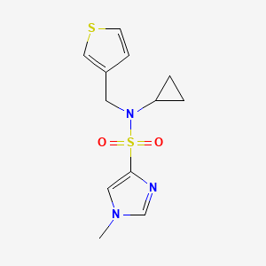 molecular formula C12H15N3O2S2 B2820172 N-环丙基-1-甲基-N-(噻吩-3-基甲基)-1H-咪唑-4-磺酰胺 CAS No. 1428372-65-9