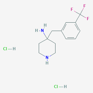 molecular formula C13H19Cl2F3N2 B2820191 4-[3-(Trifluoromethyl)benzyl]piperidin-4-amine dihydrochloride CAS No. 1707361-63-4