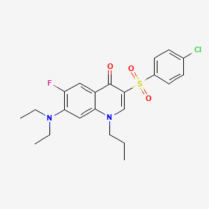 molecular formula C22H24ClFN2O3S B2820198 3-(4-Chlorobenzenesulfonyl)-7-(diethylamino)-6-fluoro-1-propyl-1,4-dihydroquinolin-4-one CAS No. 892776-72-6
