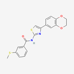 molecular formula C19H16N2O3S2 B2820218 N-(4-(2,3-dihydrobenzo[b][1,4]dioxin-6-yl)thiazol-2-yl)-3-(methylthio)benzamide CAS No. 896358-54-6