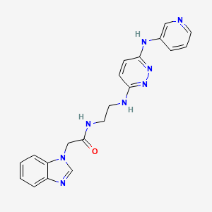 molecular formula C20H20N8O B2820234 2-(1H-benzo[d]imidazol-1-yl)-N-(2-((6-(pyridin-3-ylamino)pyridazin-3-yl)amino)ethyl)acetamide CAS No. 1251557-03-5