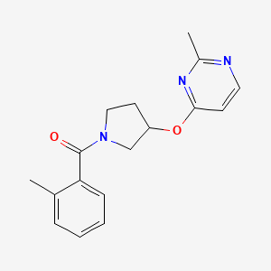 molecular formula C17H19N3O2 B2820237 2-Methyl-4-{[1-(2-methylbenzoyl)pyrrolidin-3-yl]oxy}pyrimidine CAS No. 2097894-89-6