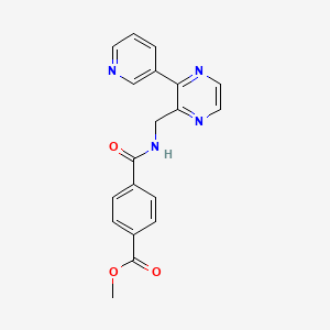 molecular formula C19H16N4O3 B2820239 Methyl 4-(((3-(pyridin-3-yl)pyrazin-2-yl)methyl)carbamoyl)benzoate CAS No. 2034300-15-5