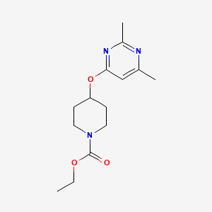 molecular formula C14H21N3O3 B2820241 乙酸-4-((2,6-二甲基嘧啶-4-基)氧基)哌啶-1-甲酸酯 CAS No. 2034497-55-5