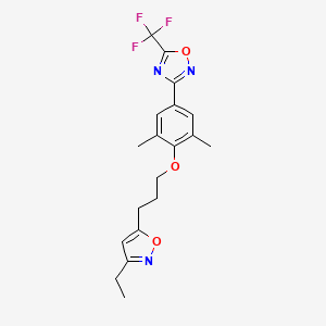 molecular formula C19H20F3N3O3 B2820244 3-{4-[3-(3-Ethyl-1,2-oxazol-5-yl)propoxy]-3,5-dimethylphenyl}-5-(trifluoromethyl)-1,2,4-oxadiazole CAS No. 153168-30-0