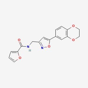 molecular formula C17H14N2O5 B2820246 N-((5-(2,3-dihydrobenzo[b][1,4]dioxin-6-yl)isoxazol-3-yl)methyl)furan-2-carboxamide CAS No. 1208629-43-9