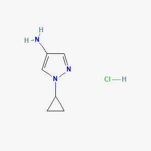 molecular formula C6H10ClN3 B2820248 1-Cyclopropyl-1H-pyrazol-4-amine hydrochloride CAS No. 1240567-18-3; 1956341-38-0