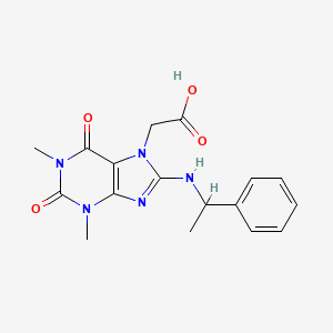 molecular formula C17H19N5O4 B2820252 2-(1,3-dimethyl-2,6-dioxo-8-((1-phenylethyl)amino)-2,3-dihydro-1H-purin-7(6H)-yl)acetic acid CAS No. 946212-67-5