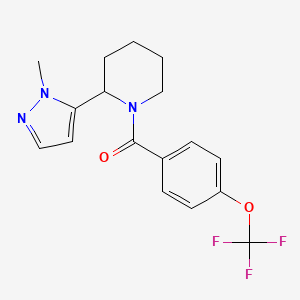 molecular formula C17H18F3N3O2 B2820262 [2-(2-Methylpyrazol-3-yl)piperidin-1-yl]-[4-(trifluoromethoxy)phenyl]methanone CAS No. 2320208-31-7