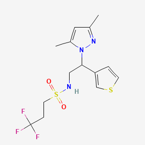 N-(2-(3,5-dimethyl-1H-pyrazol-1-yl)-2-(thiophen-3-yl)ethyl)-3,3,3-trifluoropropane-1-sulfonamide
